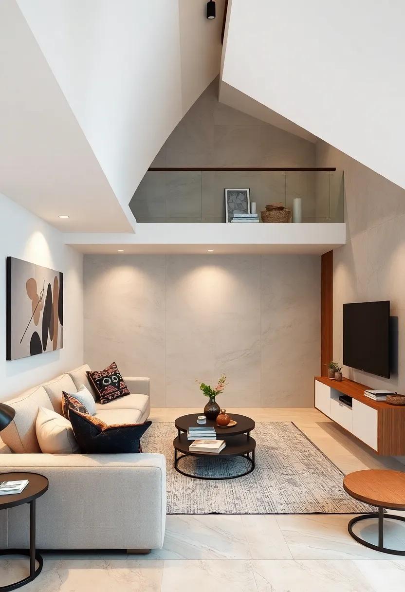 Compact Entertainment Setups with Wall-Mounted Screens and Sound Systems in Under-Stairs Zones
