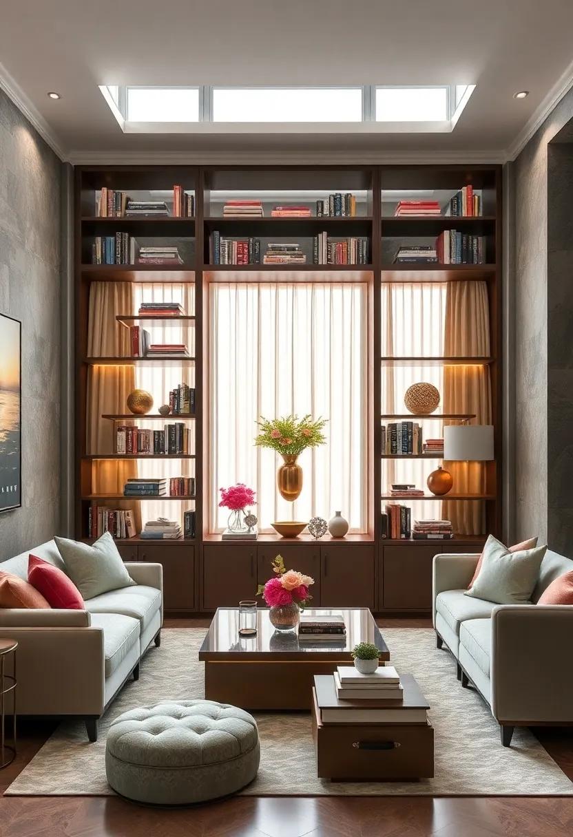 Frame Your Bookshelf Styling with Elegant Drapery or Tailored Window Treatments for a Refined Backdrop