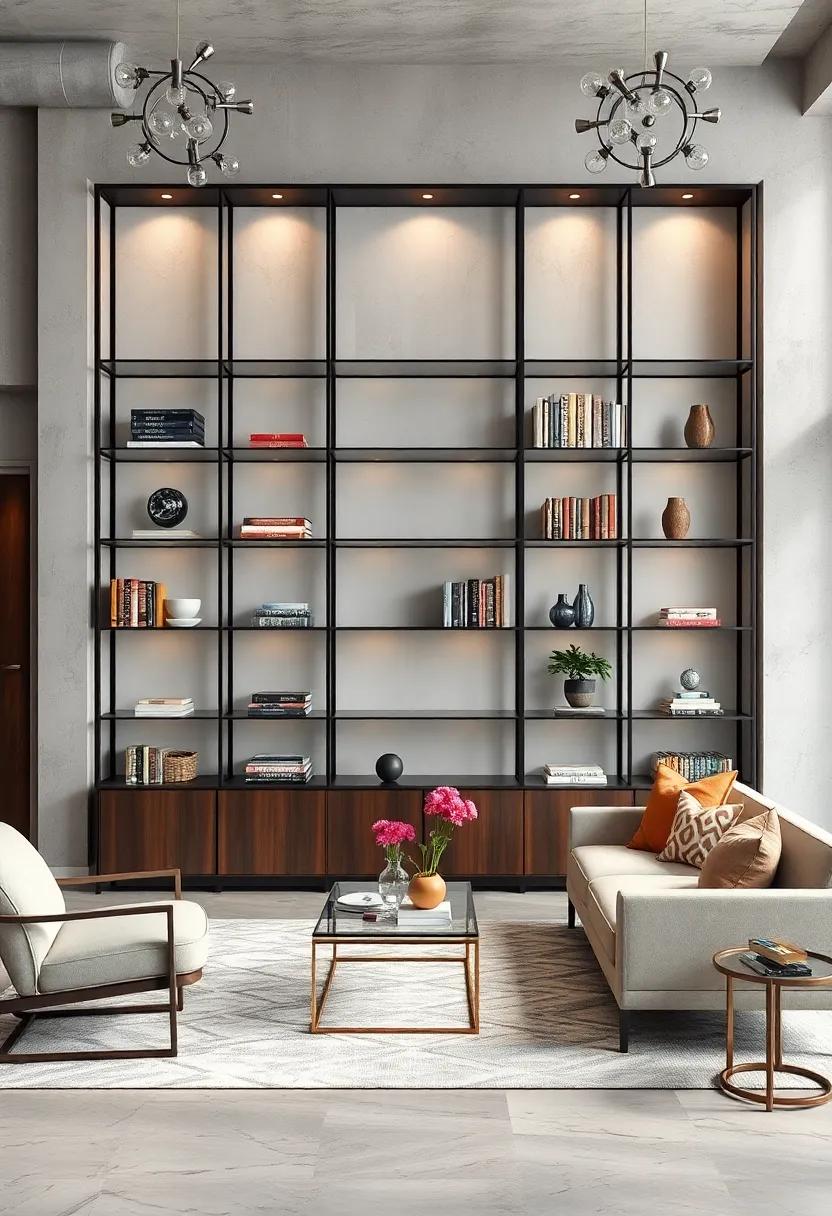 Fuse Industrial Metal Frames with Elegant Glass Shelves for a Modern Luxury Statement Piece