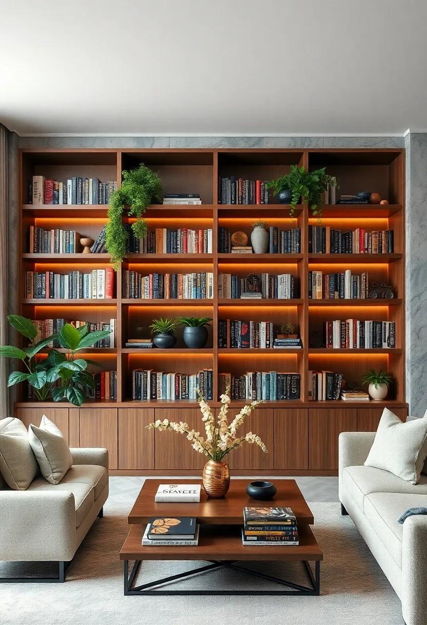 Intertwine Lush Greenery with Books on Open Shelves to Bring a Fresh, Natural Touch to Luxury Styling