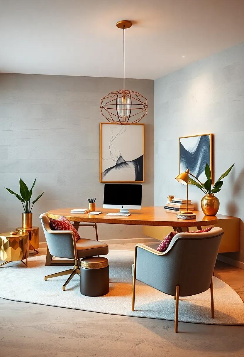 Elevate Your Desk Setup With Sleek Gold Accents And Minimalist Office Decor Showcasing Modern Elegance