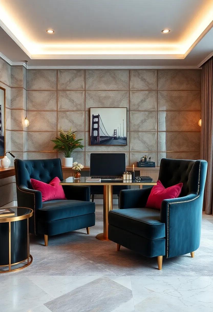 Luxurious Velvet Chairs Upholstered In Jewel Tones Complemented By Subtle Gold Detailing And Curves