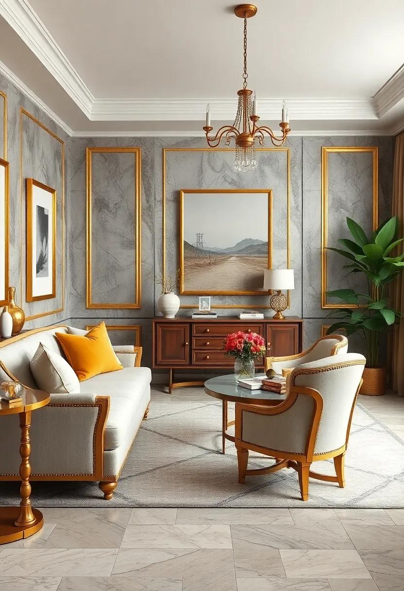 Intricate Gold Trim On Classic Furniture Pieces Offering A Timeless Appeal With Vintage Charm