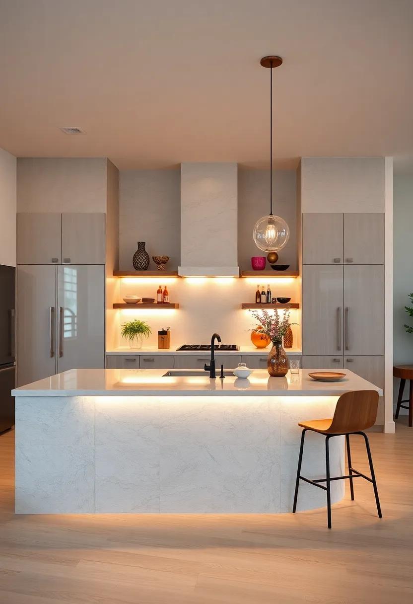 Illuminated Bar Railing: Consider integrating illumination ‌into the bar railing of your kitchen island to enhance functionality and style simultaneously