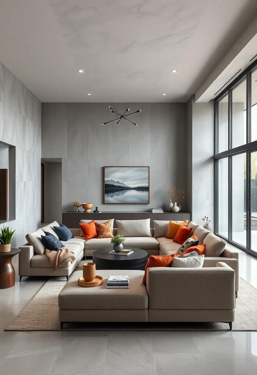 A neutral-toned sectional sofa for⁣ versatile seating that encourages conversation