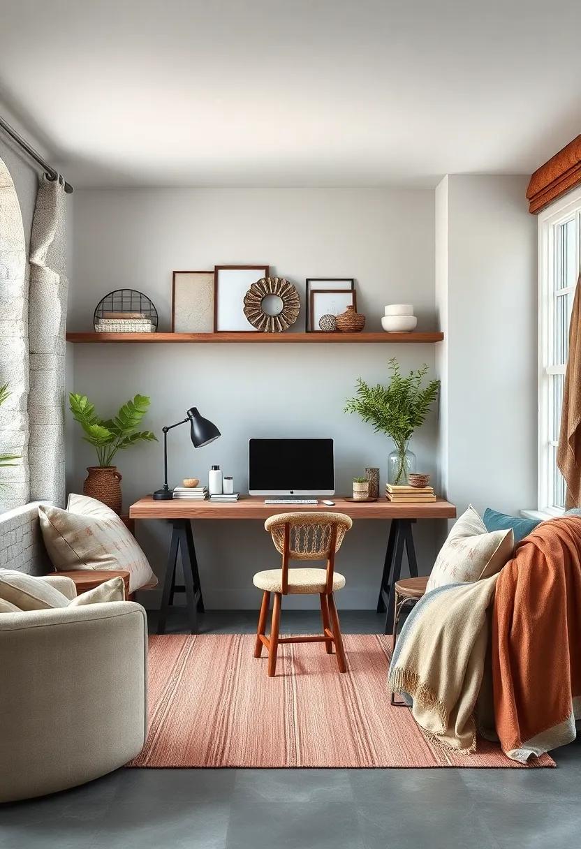 Textured Rustic Desk Setup Surrounded With Cozy Farmhouse Fabrics And Antique Decorative Elements