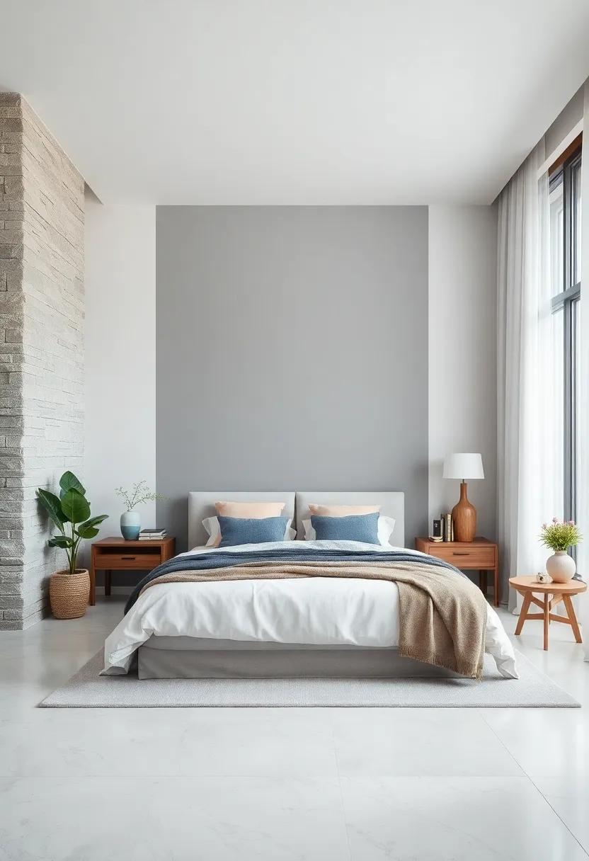 Gentle Gradient Wall Painting Using a Fade of Gray to Pastel Tones Creating Soothing Visual Interest