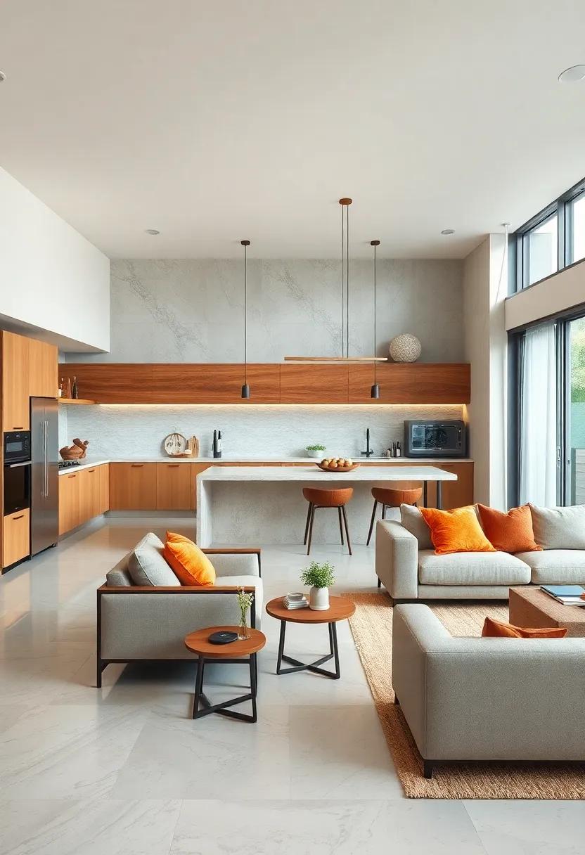 Innovative Open Concept Kitchen Designs Featuring Sleek Minimalist Lines and Streamlined Surfaces