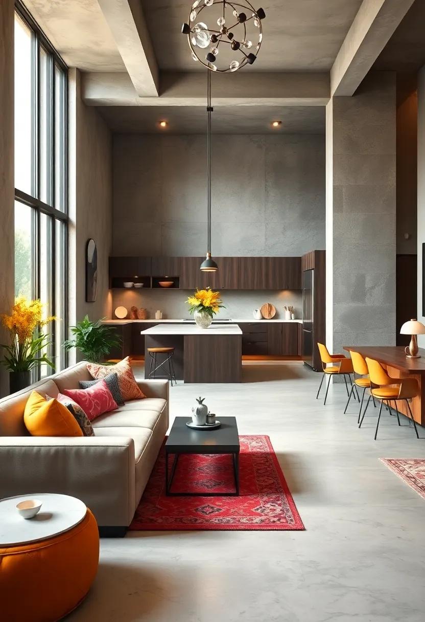 Multi-Zoned Kitchen Areas with Distinct Functionality and Visual Separation Through Furnishings