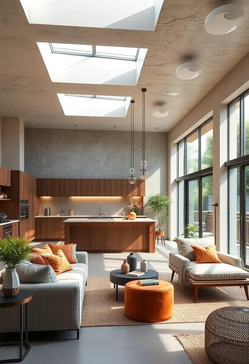 Natural Light Infusion Through Expansive Windows and Skylights in Modern Kitchen Layouts
