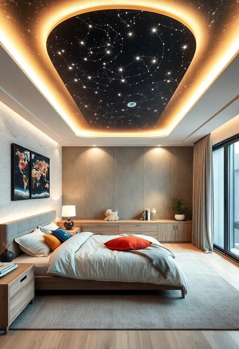 Glow-in-the-Dark Constellation Ceiling Panels Creating an Infinite Universe Atmosphere