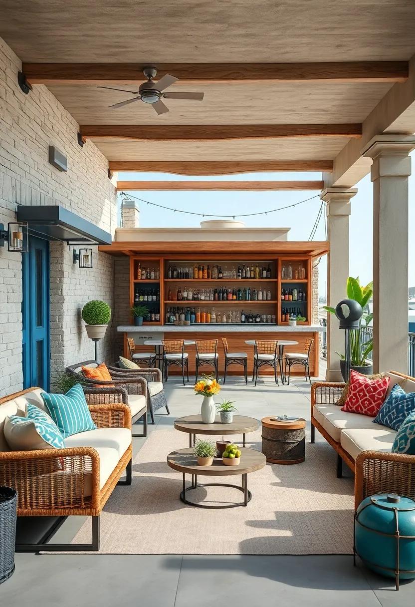 Wharfside Nautical Drink Station Sporting Weathered Wood, Rope Details, and Oceanic Blue Hues