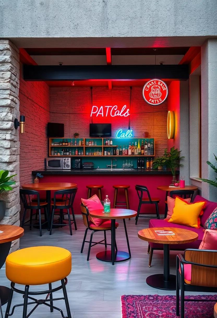 Classic Whitewashed Outdoor Bar with Navy Blue Accents and Crisp Linen Details for Beachside Vibes