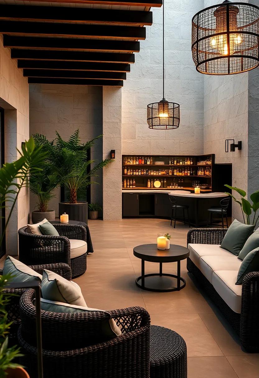 Modern Glass-Top Patio Bars Blending Elegantly with Urban Rooftop Gardens and Skyline Views