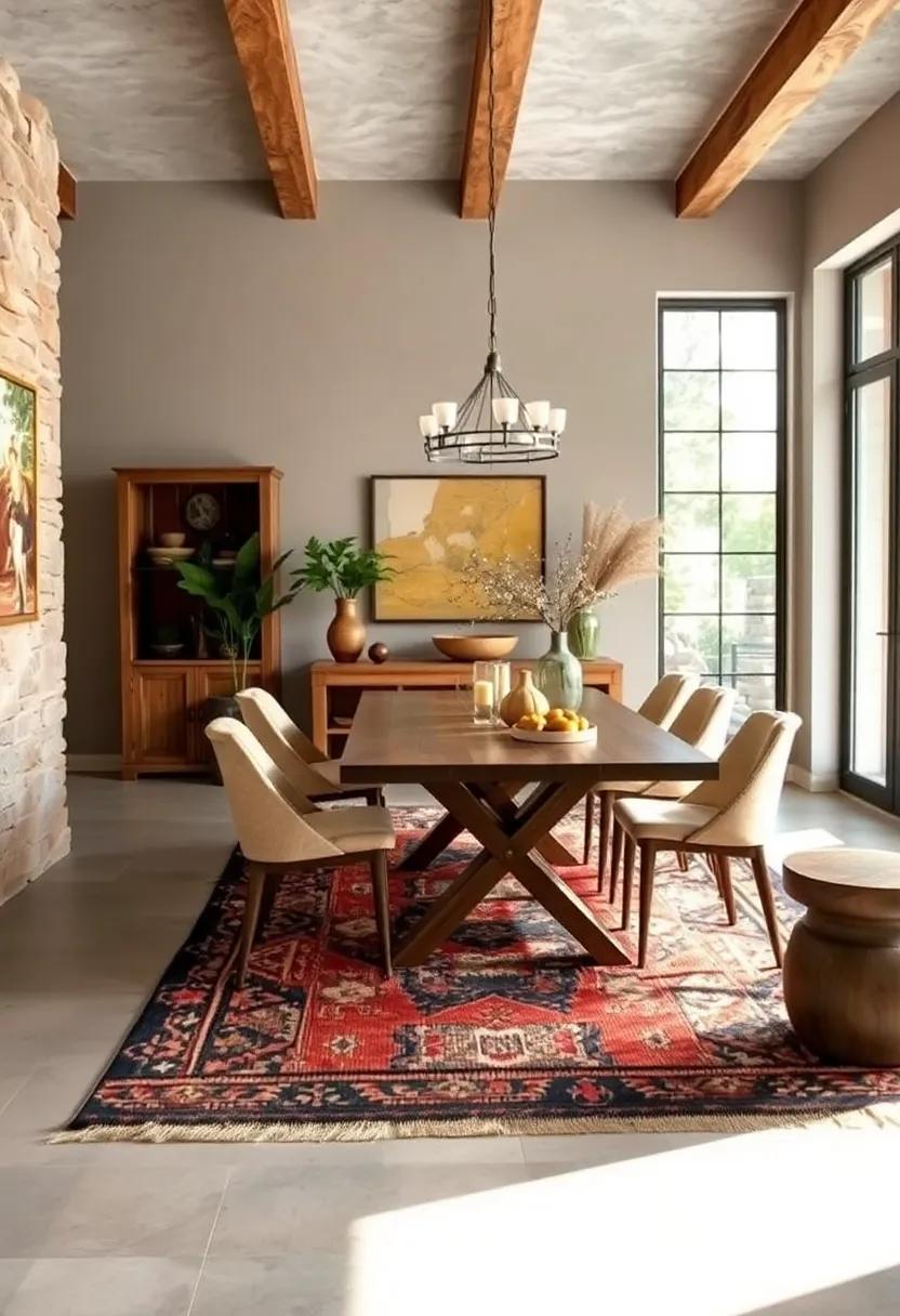 The Warmth of Earth Toned Southwestern Patterns Enhancing Rustic and Bohemian Dining Experiences