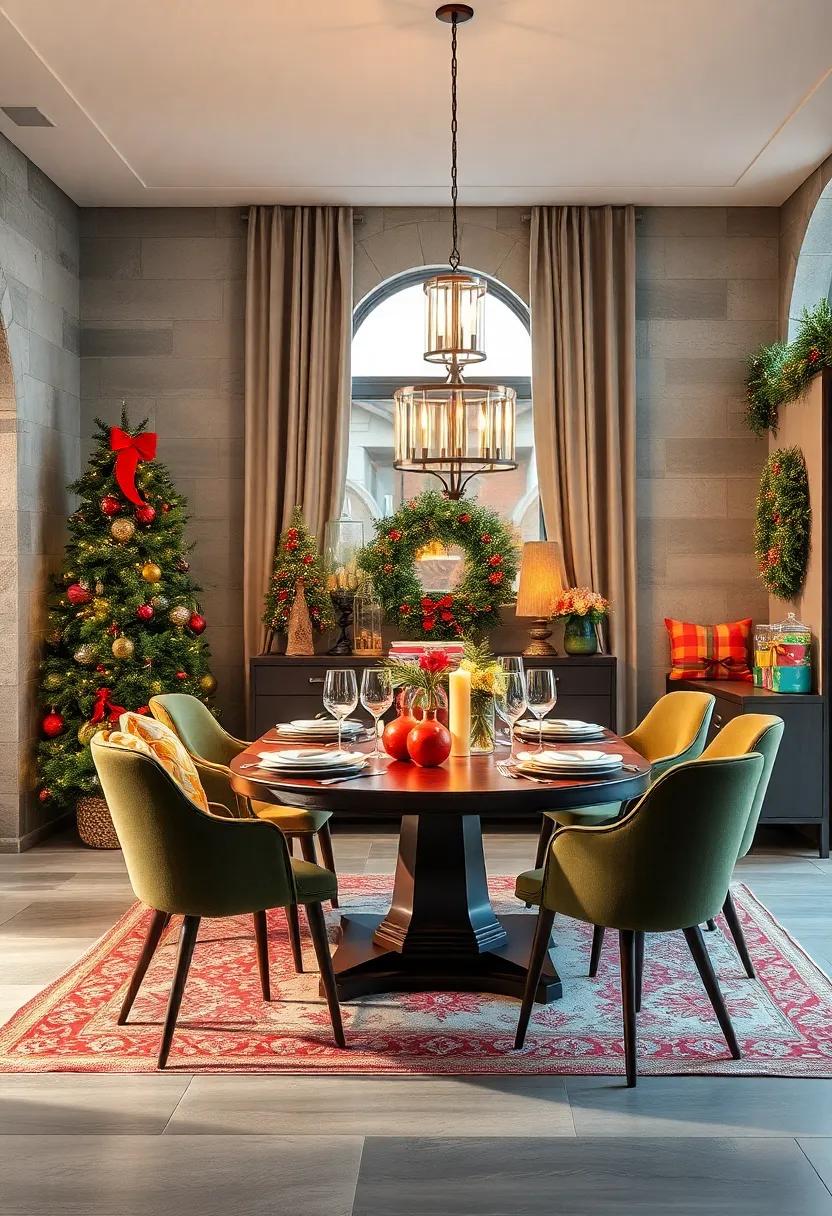 Whimsical Holiday Themes Using Playful Ornaments And Colorful Patterns To Brighten Your Dining Space