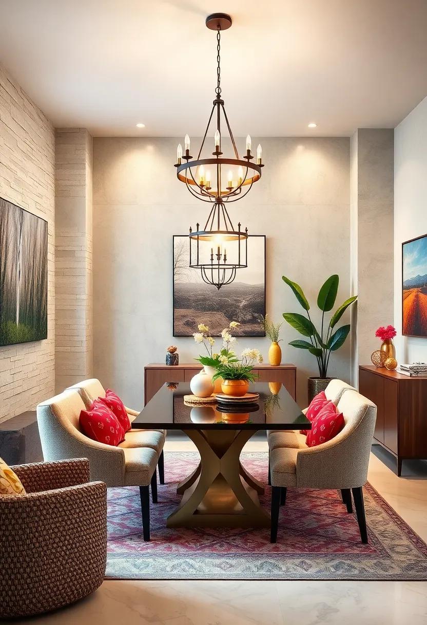 Add​ a ‌Statement Light ​Fixture: Elevate the style ⁣of your ​dining room with a bold chandelier or pendant light that draws⁤ attention and creates focal points