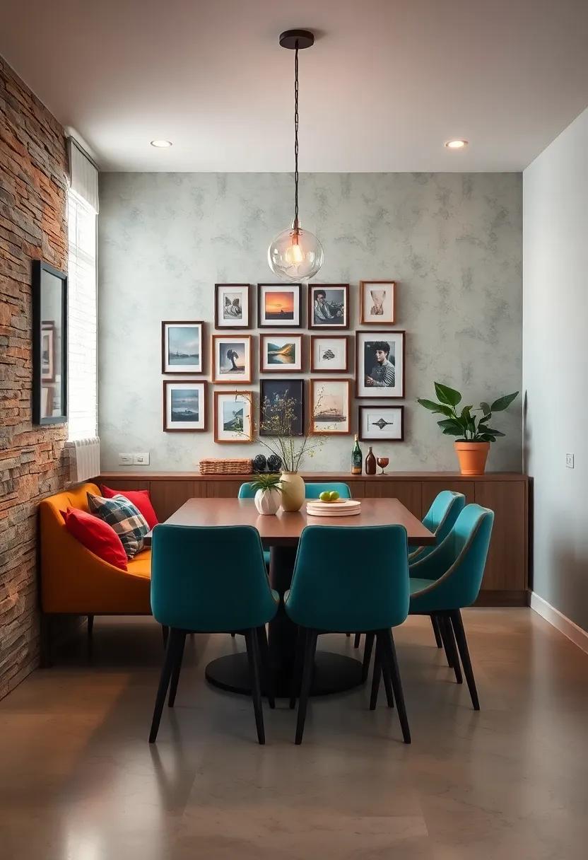 Display a⁣ Gallery Wall: Curate a collection of small⁢ art⁣ pieces or ⁤photographs along one wall⁣ to infuse⁣ personality and style into your dining space