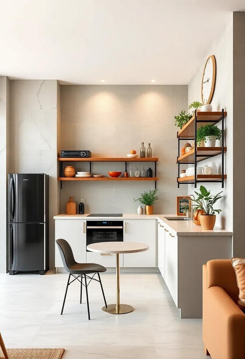 Compact Corner Breakfast Bars Utilizing Vertical Space with Stylish Wall-Mounted Shelving