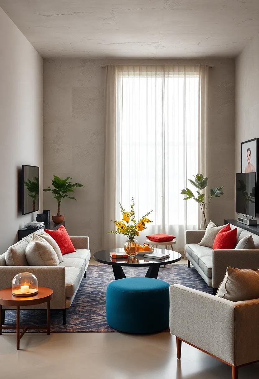 Balancing Open Floor Plans With Cozy Nooks in Small Living Rooms Featuring a Dedicated Dining Space for Two