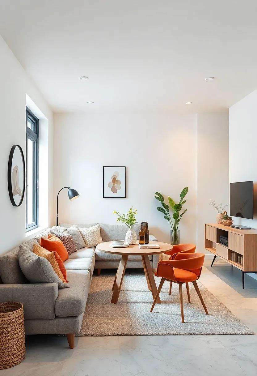 Highlighting Scandinavian-Inspired Design Aesthetics for a Clean, Cozy, and Efficient Small Living Room With Dining Setup