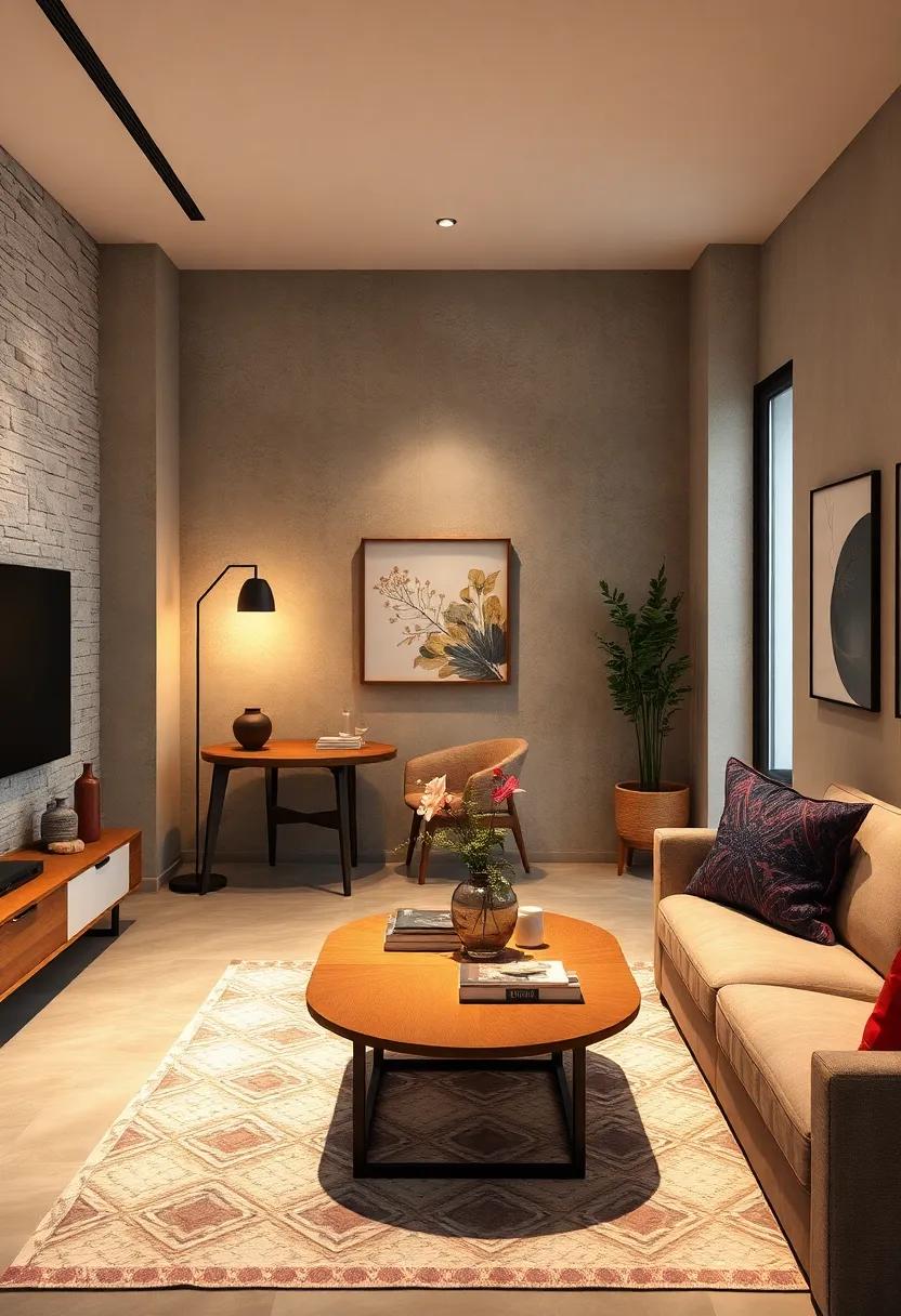 Incorporating Soft, Ambient Lighting That Highlights Design Elements And Creates Warmth in Small Living And Dining Zones