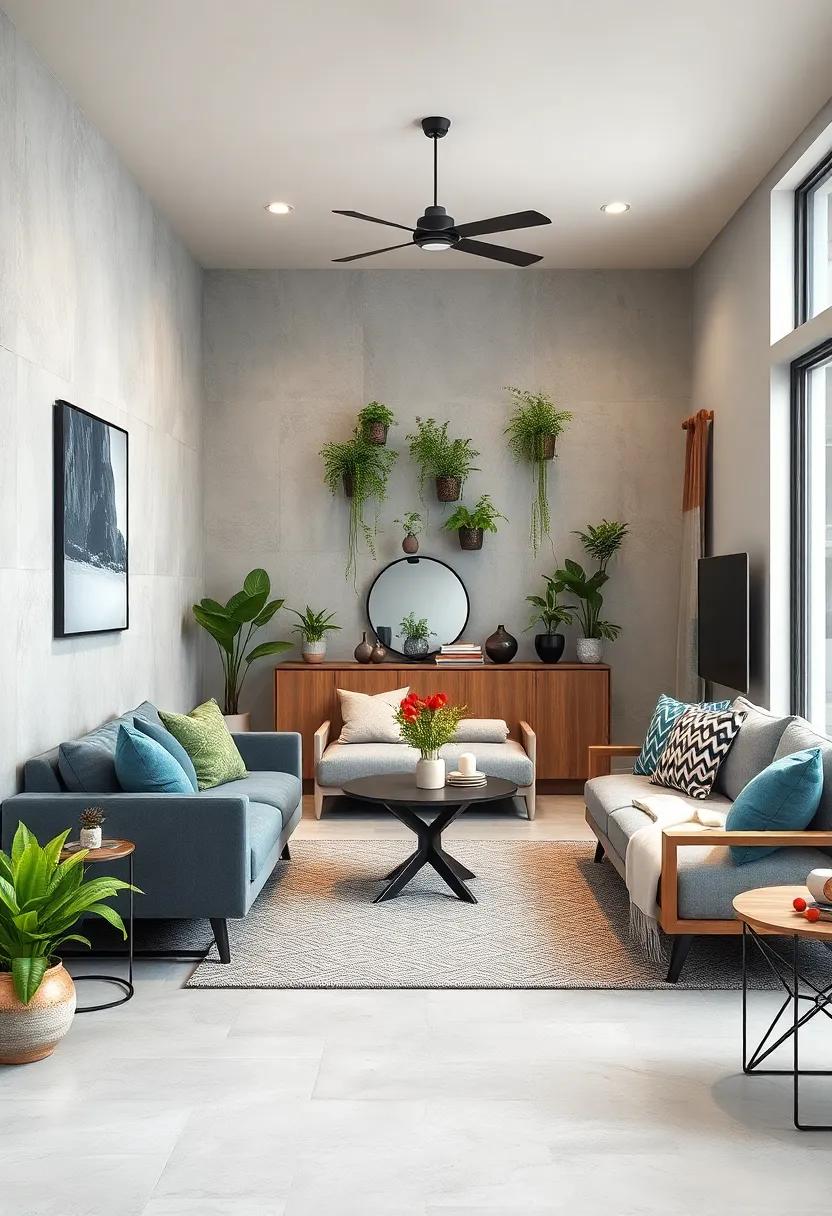 Bringing Nature Indoors With Small Plants and Vertical Gardens to Create a Fresh Ambiance in Combined Living and Dining Areas