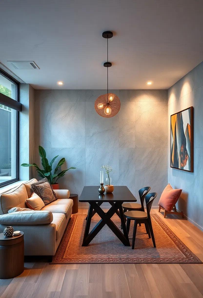 Optimizing Lighting Fixtures to Create Ambiance and Functionality in Small Living Spaces Designed for Relaxing and Dining