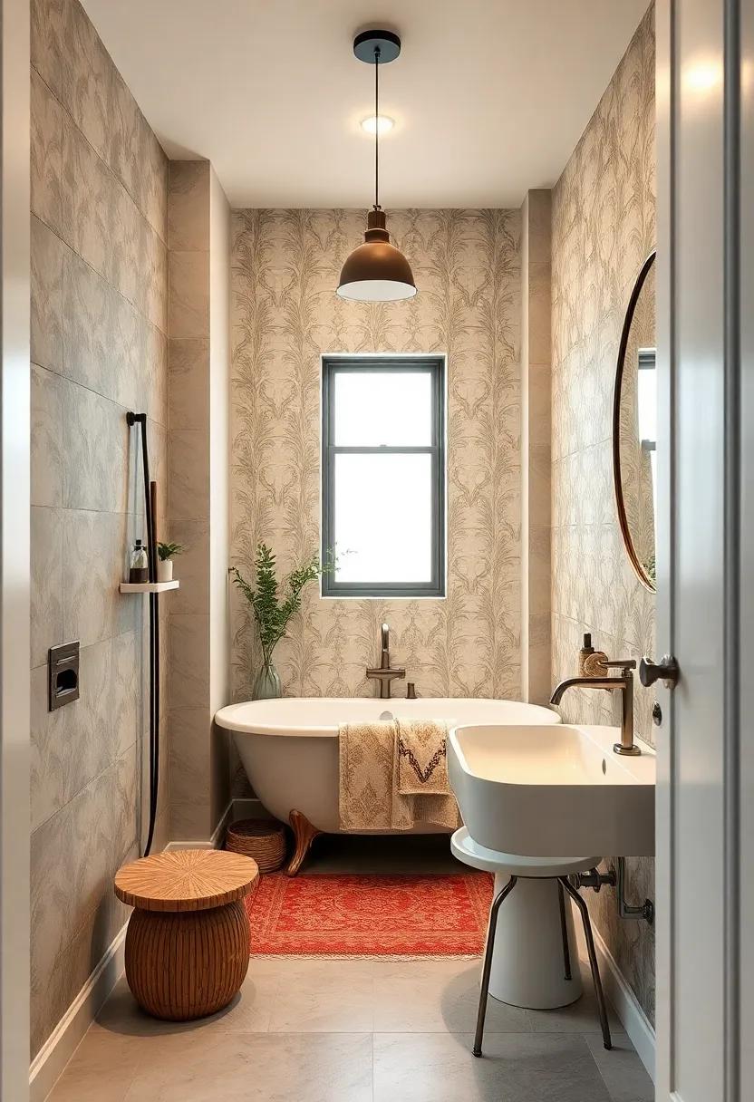 Choose Patterned Wall Treatments: Use wallpaper with a vintage pattern ⁤to create a feature wall while ⁤keeping other surfaces modern and clean
