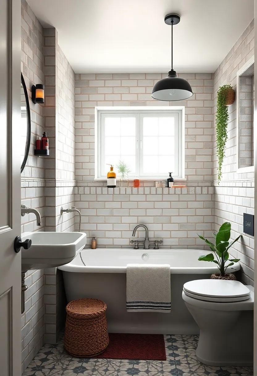 Mix Vintage⁣ and Modern Tiles: Use classic subway tiles alongside bold, geometric patterns to create an eye-catching contrast in your bathroom design