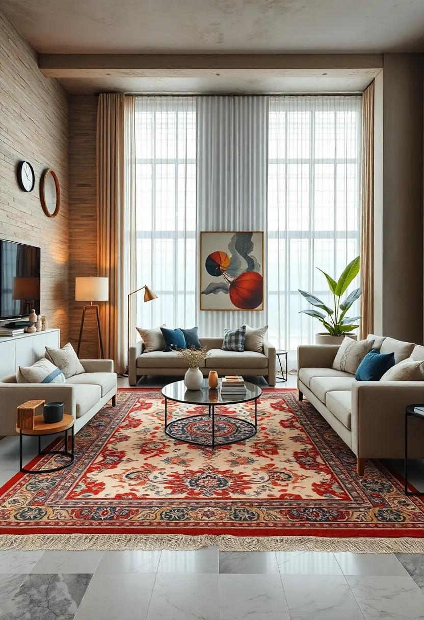 Juxtaposing Traditional Oriental Rugs With Contemporary Sofas For Timeless Style