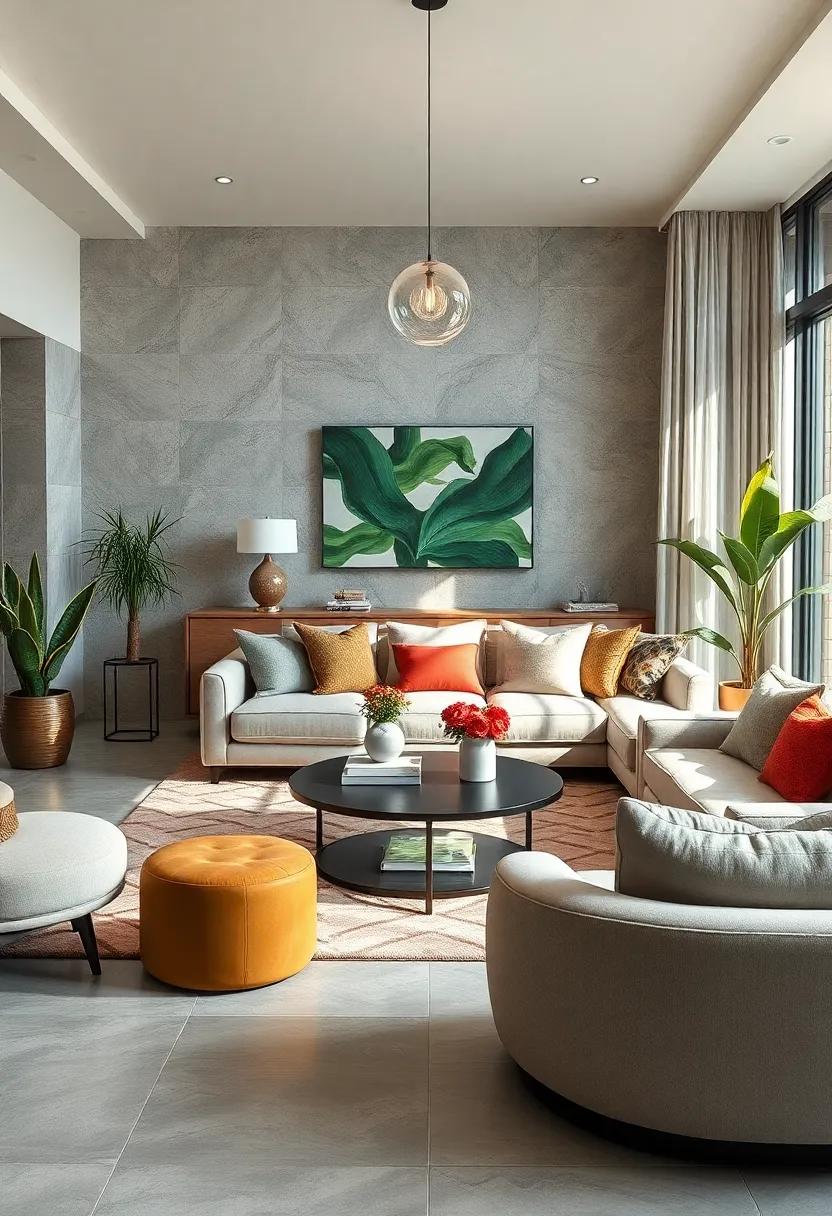 Using Curved Furniture Shapes To Soften Geometric Lines In Timeless Fusion Designs