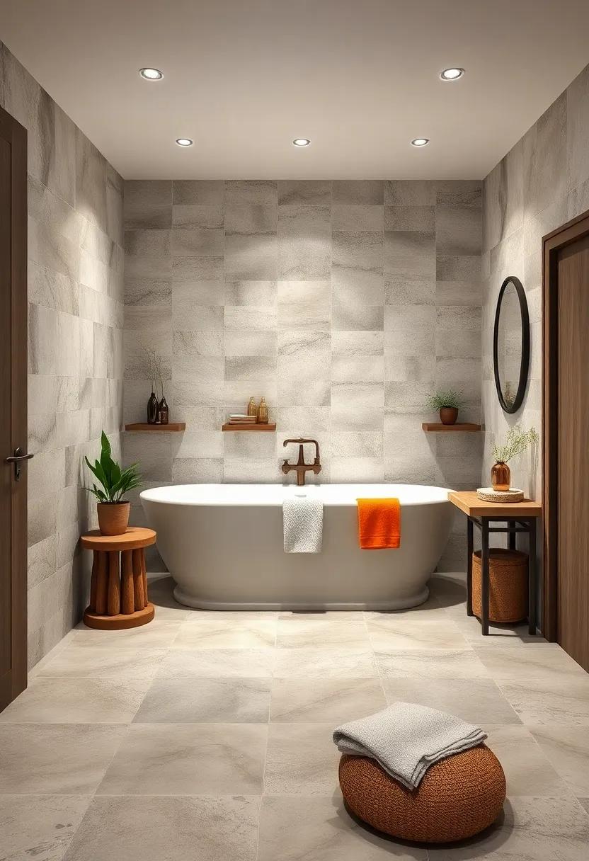 Weathered Chalky Tiles Reflecting Stories of Decades in a Vintage Rustic Bathroom Sanctuary