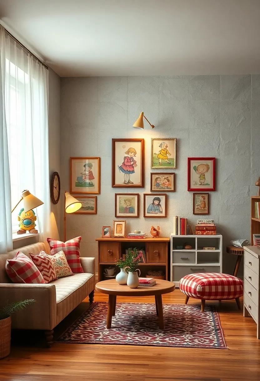 Vintage Storybook Illustrations Framing Walls Filled with Childhood Memories and Wonder