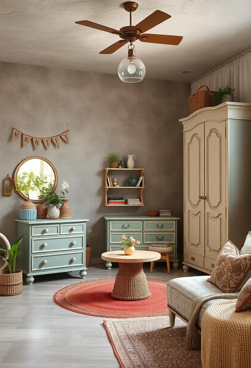 Old-Fashioned Dressers and Wardrobes Painted in Muted Tones Reflecting Classic Elegance
