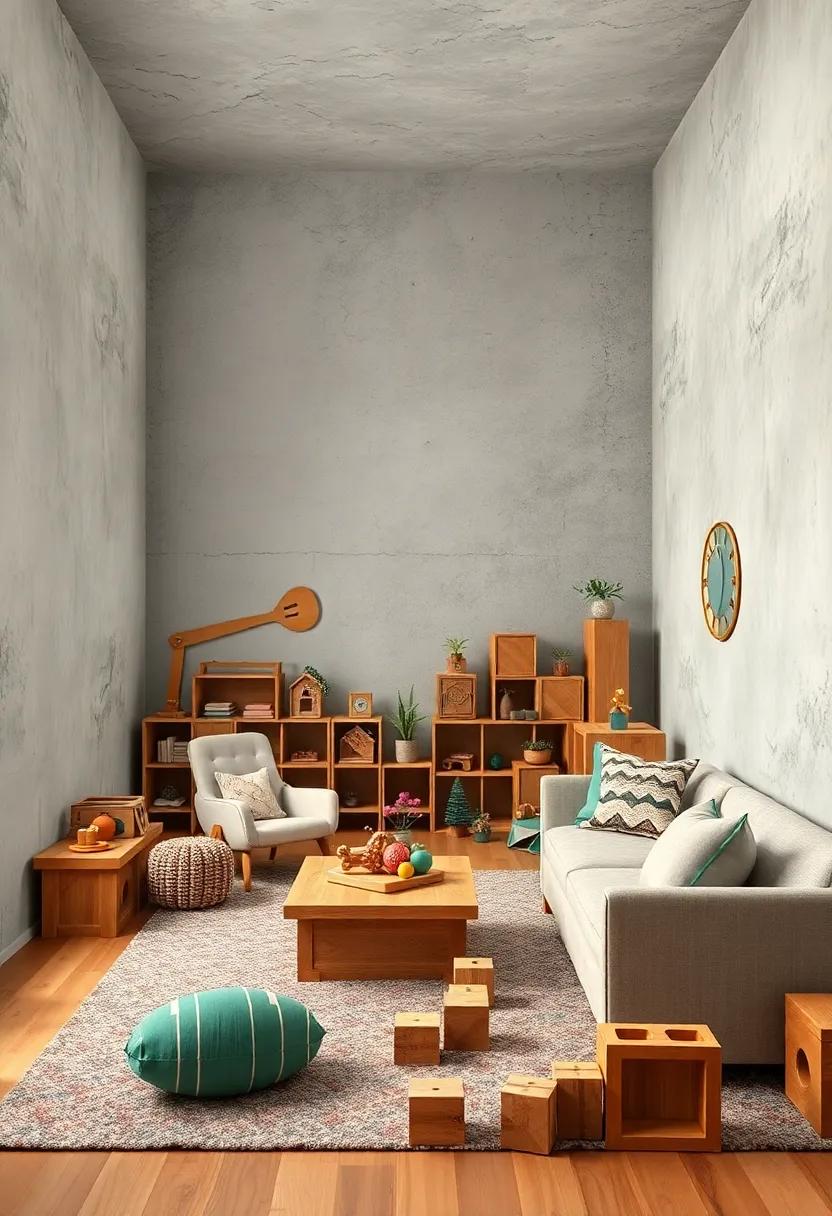 Intricate Wooden Blocks and Puzzles Arranged as Artful Features in Classic Play Zones