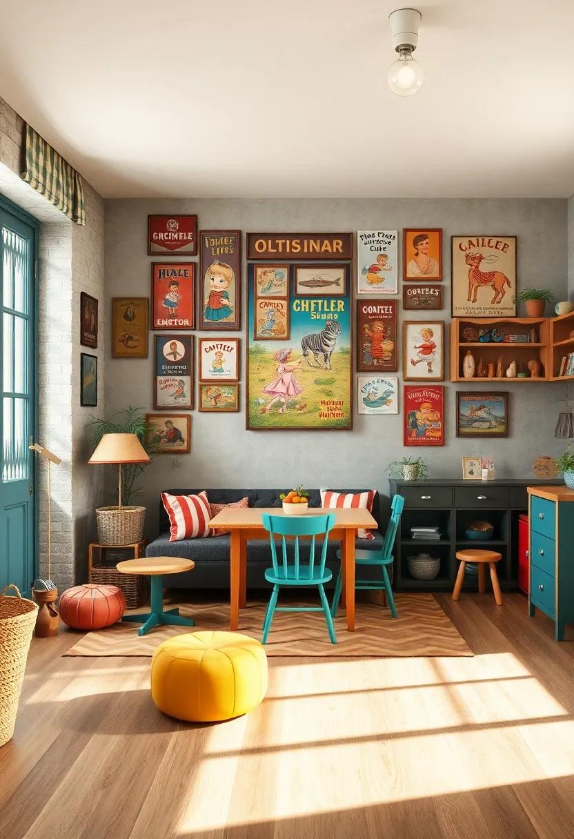 Vintage Tin Signs and Childhood Illustrations Giving Walls a Playful Yet Timeless Appeal