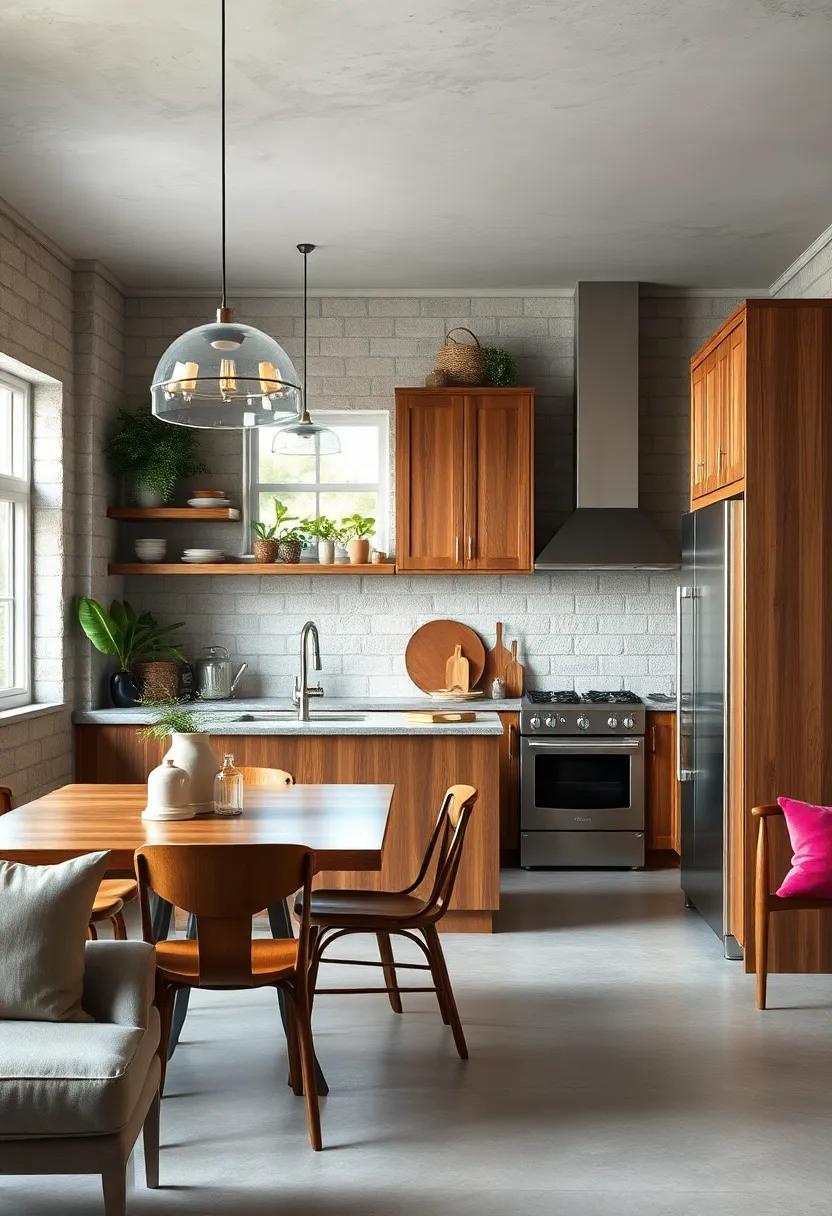 Rustic Wooden Cabinets Paired With Sleek Metal Accents Creating A Balanced Vintage Industrial Kitchen Vibe