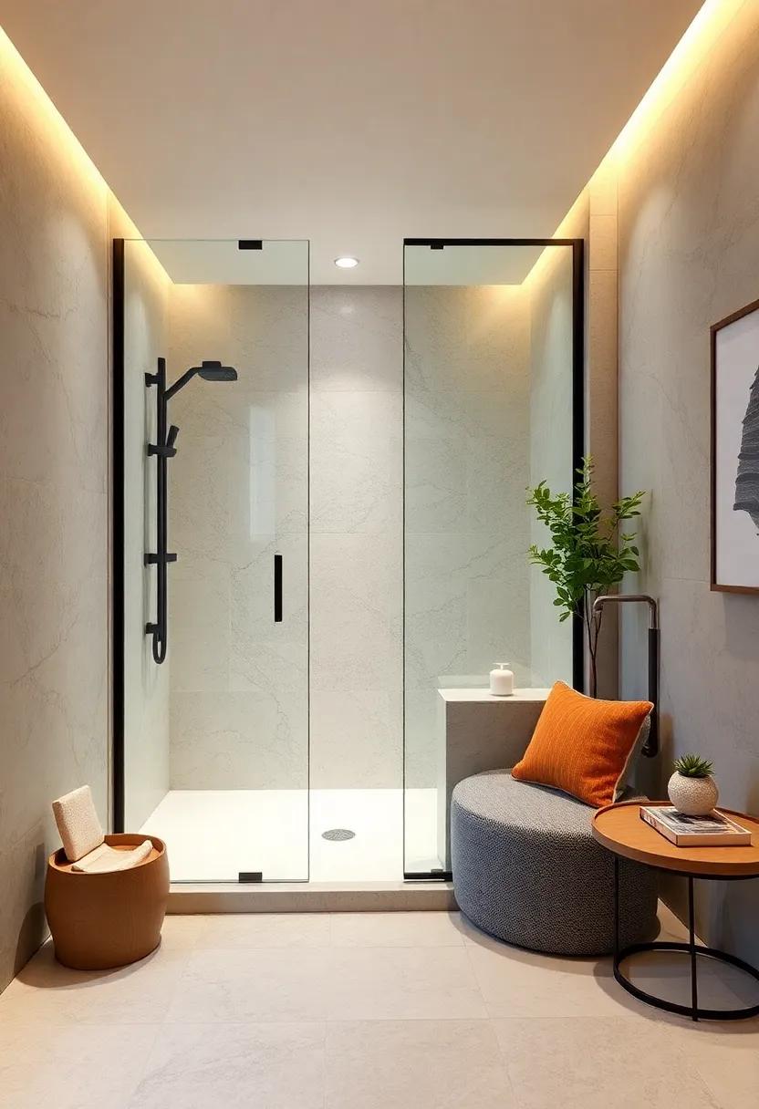 Elegant Sliding Glass Doors Creating Space-Saving Solutions for Walk-In Shower Designs in Small Bathrooms