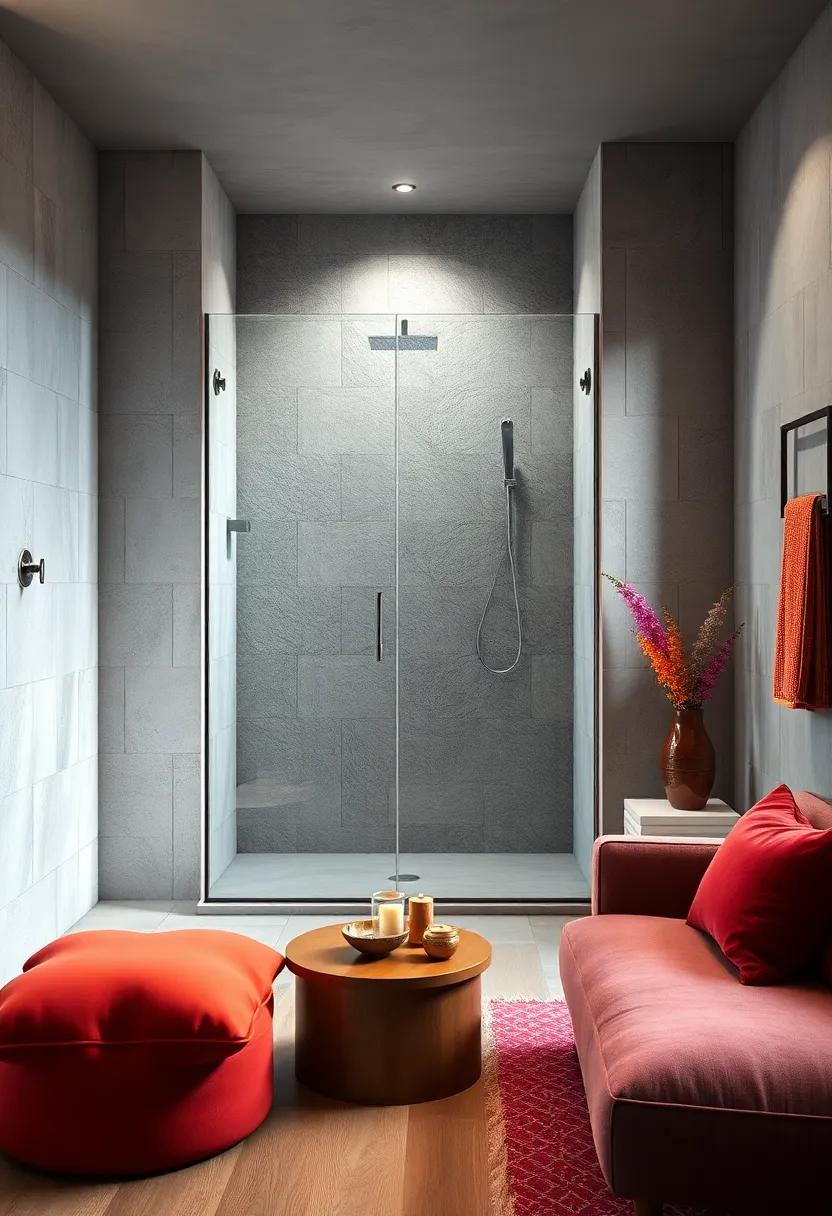 Visual Harmony Achieved by Aligning Walk-In Shower Glass Doors with Mirrored Walls and Fixtures