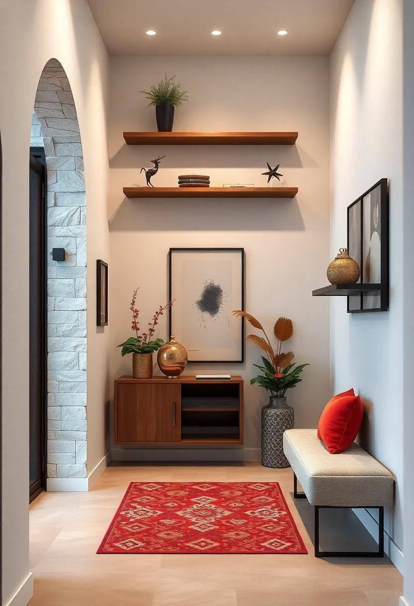 The Elegance of Minimalist Wall-Mounted Shelves Transforming Compact Entryways Into Artful Spaces