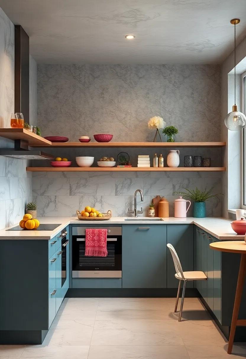 Blending Bold Patterns with Subtle Pastels to Create a Balanced and Relaxed Kitchen Space