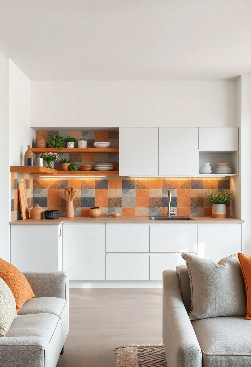 Ceramic Tile Backsplashes with Bold Geometric Patterns Creating Visual Interest in Kitchens
