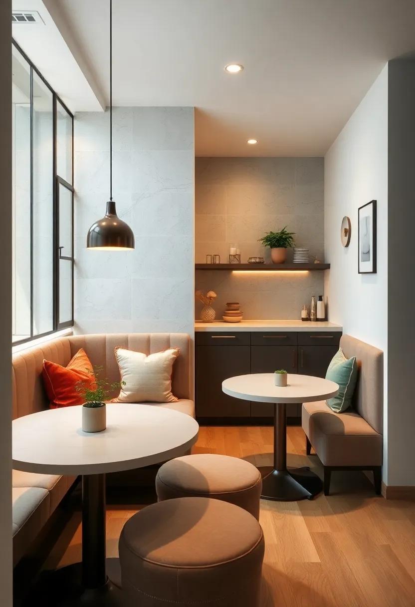 Compact Breakfast Nooks with Rounded Tables and Plush Seating Designed for Comfort and Style