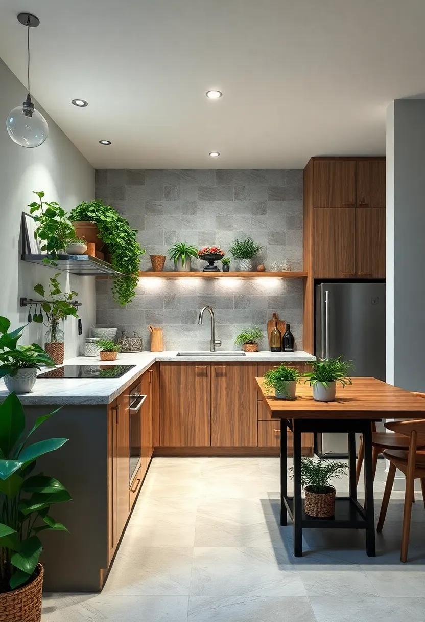 Lush Greenery and Small Herb Gardens Bringing Freshness and Life into Apartment Kitchens