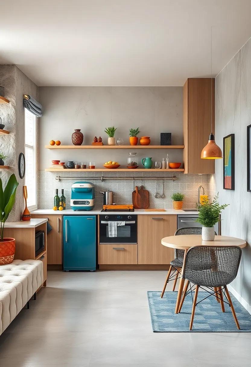 Mixing Retro Appliances with Modern Decor Elements to Form Eclectic Kitchen Corners