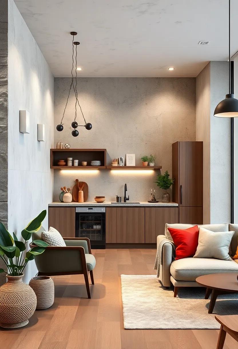 Open Plan Kitchen Corners Styled with Neutral Palettes and Organic Materials for Harmony