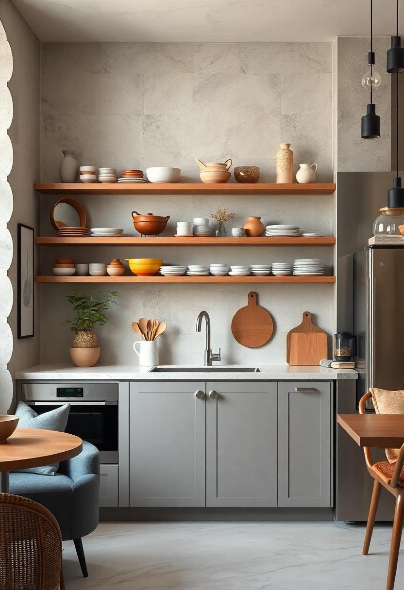 Open Shelving Displays Featuring Artisan Ceramics and Cozy Kitchenware Collections
