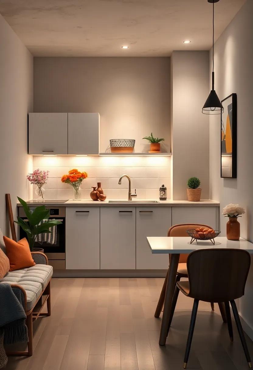 Soft Ambient Lighting Inspiring Intimate and Cozy Vibes in Compact Kitchen Spaces