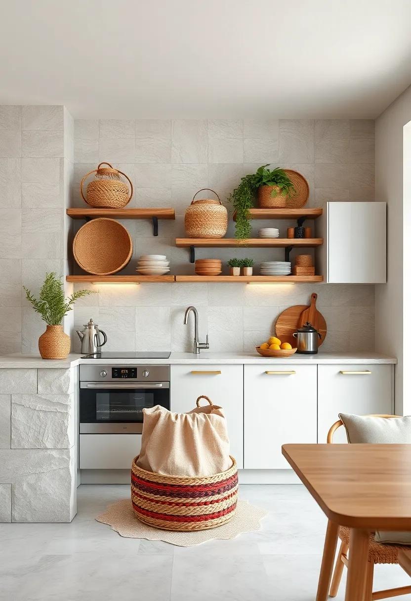 Woven Baskets and Textured Storage Solutions Enhancing the Homely Atmosphere of Kitchen Corners